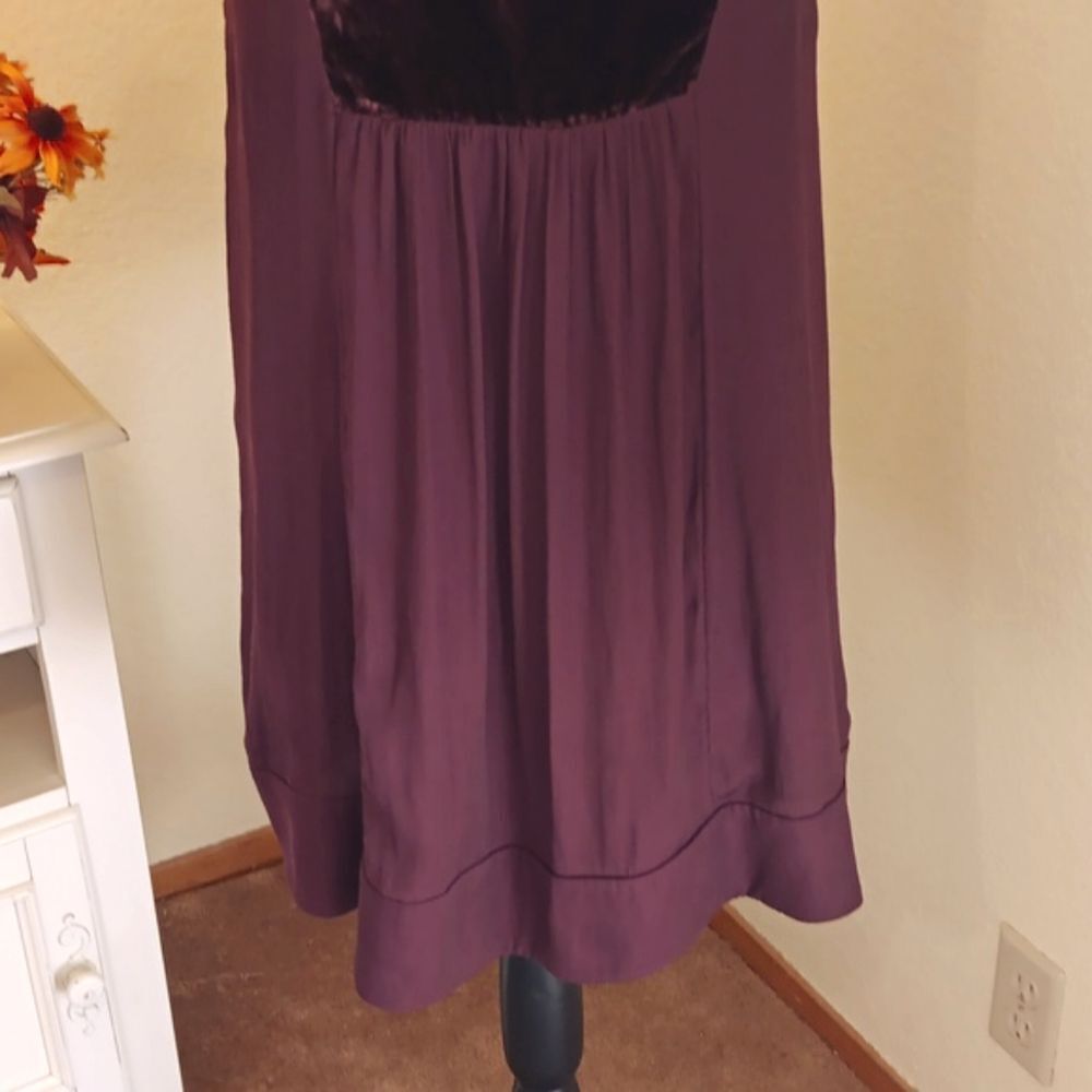 Maeve Burgundy Ingrid Tunic Style Velvet Dress. Bohemian. Artsy. Velvet. - Picture 9 of 12